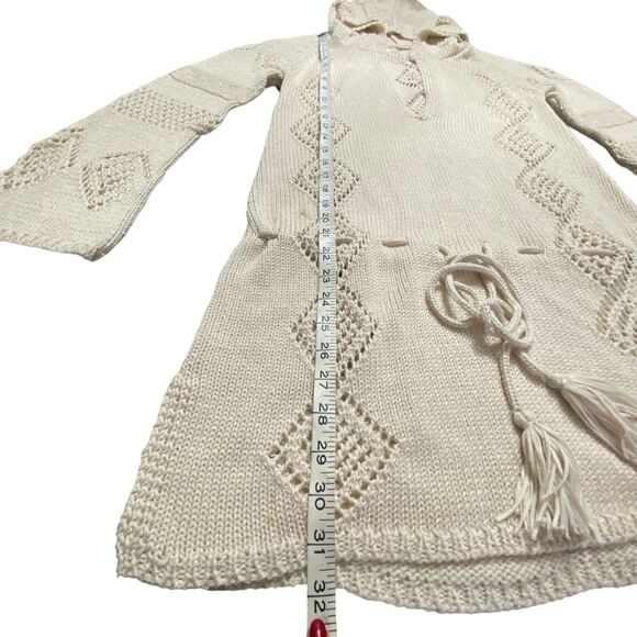 Zara Women Sweater Oatmeal Swimsuit V Neck Coverup Crochet Hodded Dress Small - Picture 9 of 11